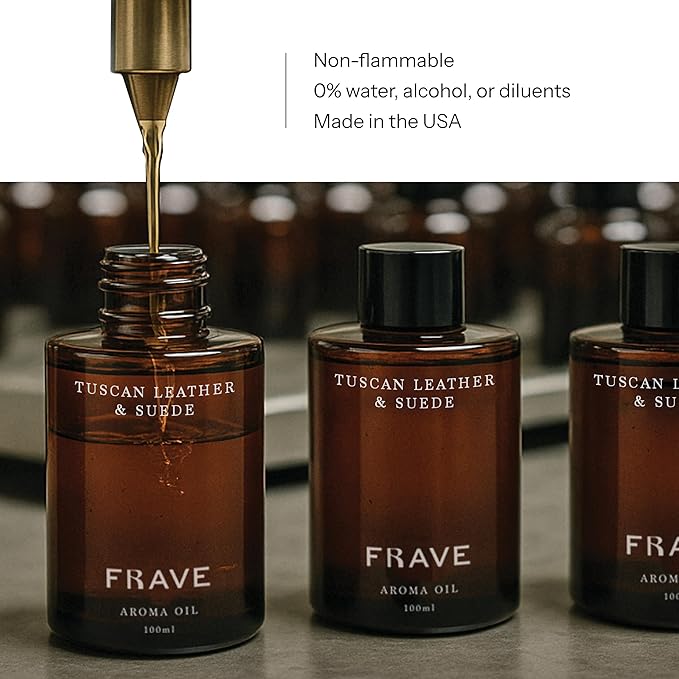 Tuscan Leather & Suede Hotel Diffuser Oil, 100ml, 3.38 oz Aroma Oil, Italian Luxury Craftsmanship Scent, Aromatherapy Refill Fragrance for Waterless Cold Air Diffusers, Home, Office, Hotel