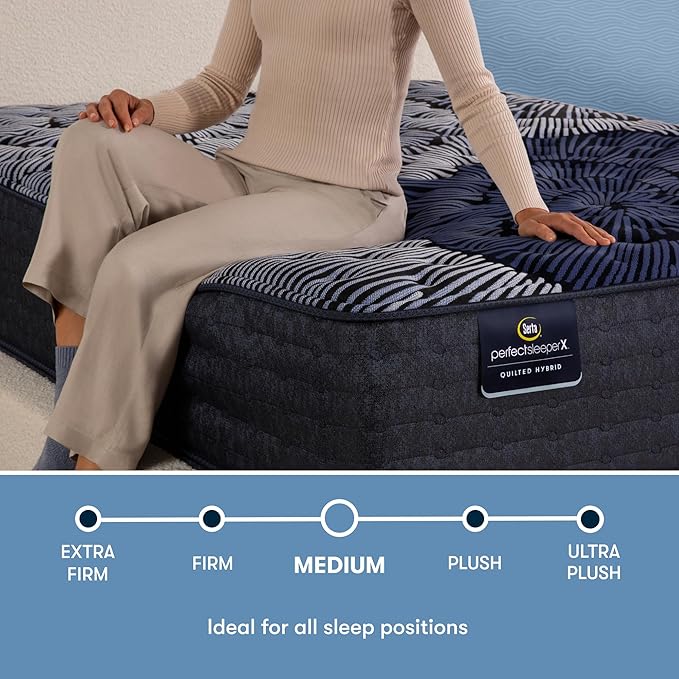 Serta Perfect Sleeper X - Max 14.25" Medium Twin XL Quilted Hybrid Mattress - 5 Support Zones and Cooling Tech for a Restorative Sleep - 100 Night Trial, CertiPUR-US Certified