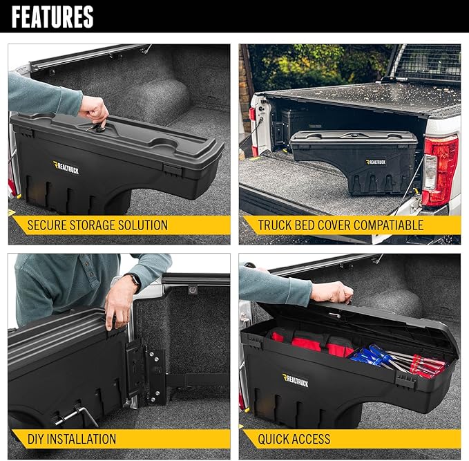 RealTruck UnderCover SwingCase Truck Bed Storage Box | SC105D | Fits 2020-2025 Chevy/GMC Silverado/Sierra 2500/3500HD Drivers Side (Will not fit with MultiPro Tailgate)