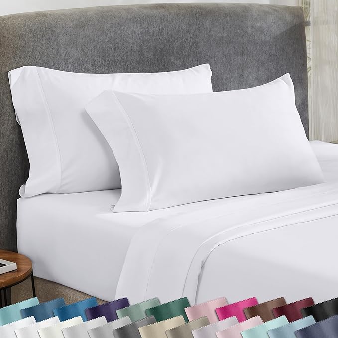 California Design Den King Size Pillowcase Set - 400 Thread Count, 100% Cotton Sateen, Set of 2 Pillow Covers, Soft and Breathable - Bright White