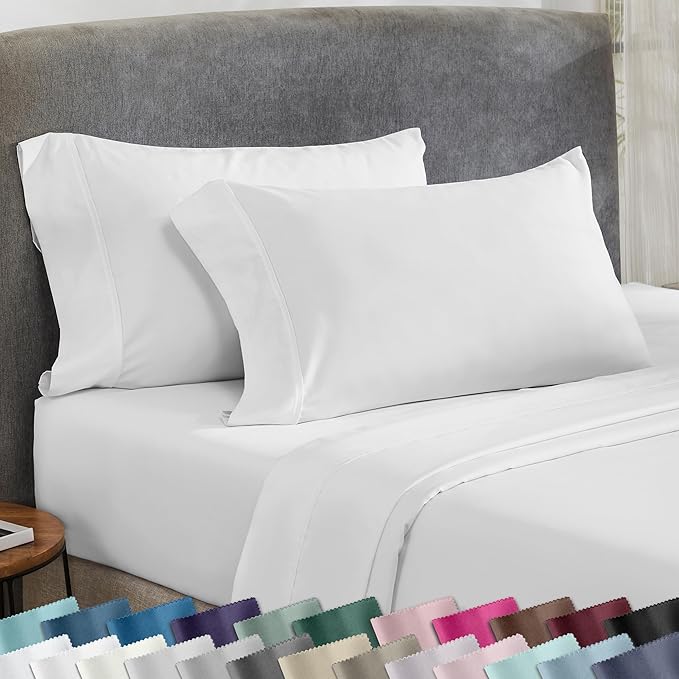 California Design Den Standard Queen Size Pillowcase Set - 400 Thread Count, 100% Cotton Sateen, Set of 2 Pillow Covers, Soft and Breathable - Antique White
