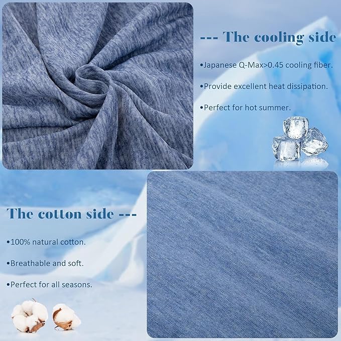 CHOSHOME Cooling Pillow Cases Zipper Pillow Covers Q-Max > 0.45 Zippered Pillowcases for Hot Sleepers, Soft, Breathable, Skin-Friendly, 2 Pack (Standard, 20"x26", Blue)