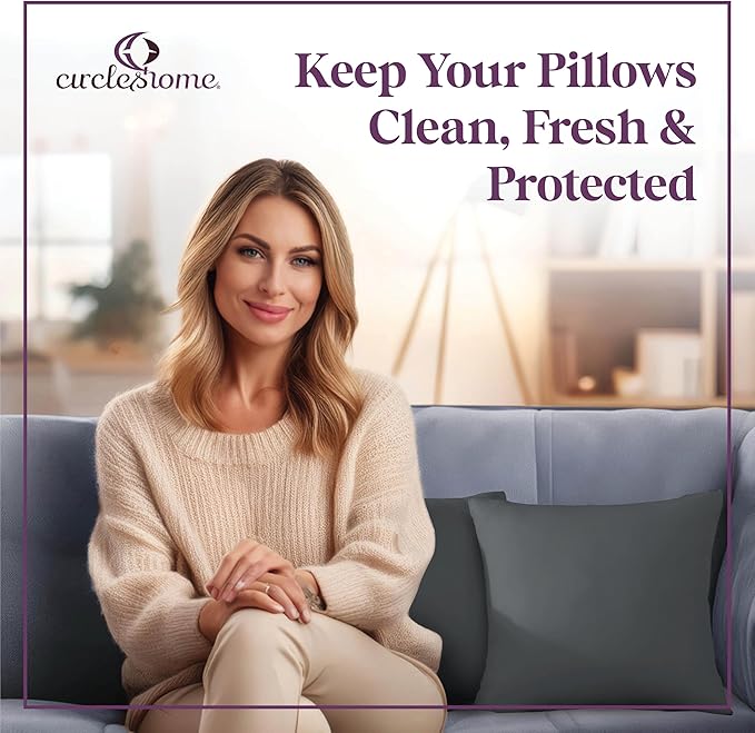 CIRCLESHOME Throw Pillow Protectors - 100% Cotton Breathable Pillowcases - 16 X 16 Square Pillowcases - Protects Pillows from Dirt, Dust and Debris (Square Pillow - 4 Pack- 16x16)