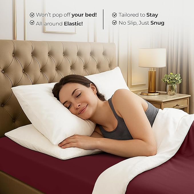Utopia Bedding King Fitted Sheet - Bottom Sheet - Deep Pocket - Soft Microfiber - Shrinkage and Fade Resistant - Easy Care -1 Fitted Sheet Only (Burgundy)