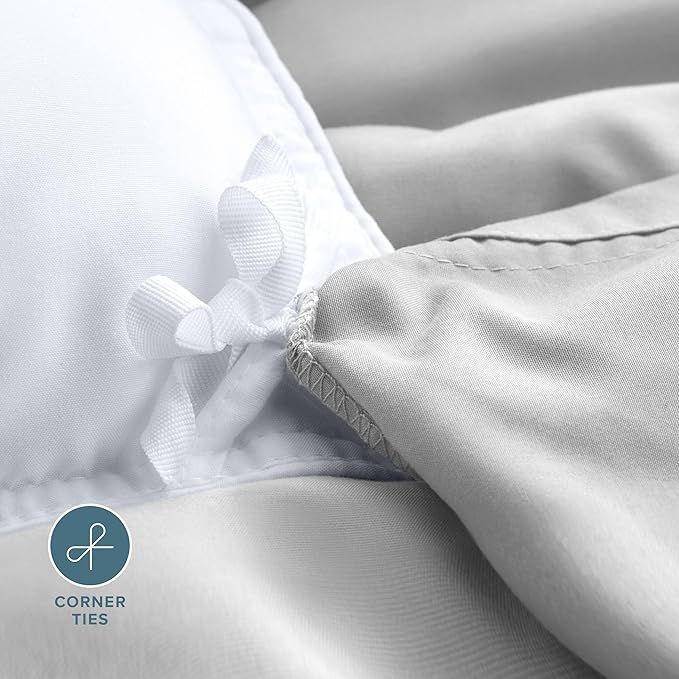 Bare Home Bedding Duvet Cover Oversized King - Premium 1800 Super Soft Collection - Lightweight, Cooling - Soft Breathable Bedding Duvet Cover (Oversized King, Cloud Grey)