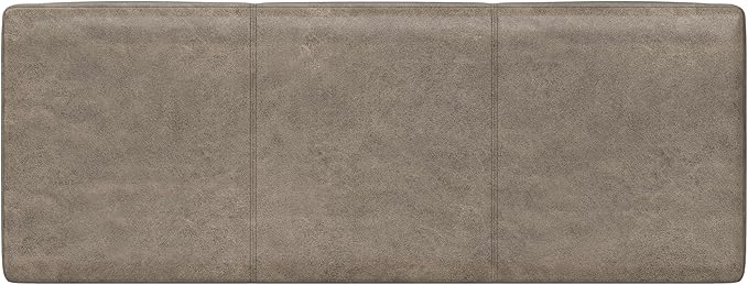 SIMPLIHOME Avalon Storage Ottoman Bench - 48" Wide x 16" High Upholstered Vegan Leather Rectangular Lift-Top Ottoman in Distressed Smoky Grey Brown, Transitional Storage Bench with High-Density Foam