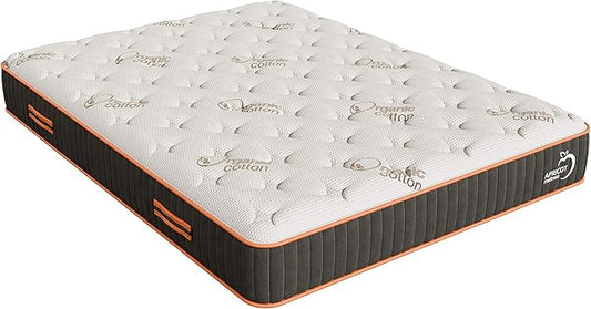 Apricot Firm King Natural Mattress/10.5” Hybrid Latex/Organic Cotton/Bed-in-a-Box/Made in USA