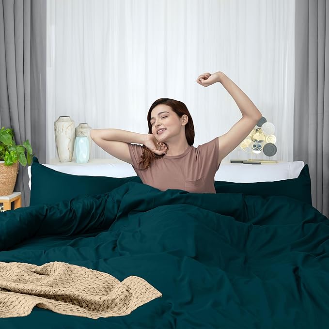 Utopia Bedding Duvet Cover Queen Size - 3 Piece with Zipper Closure - 1 Comforter Cover 90X90 Inches & 2 Pillow Shams 20X26 Inches (Teal) Comforter Not Included