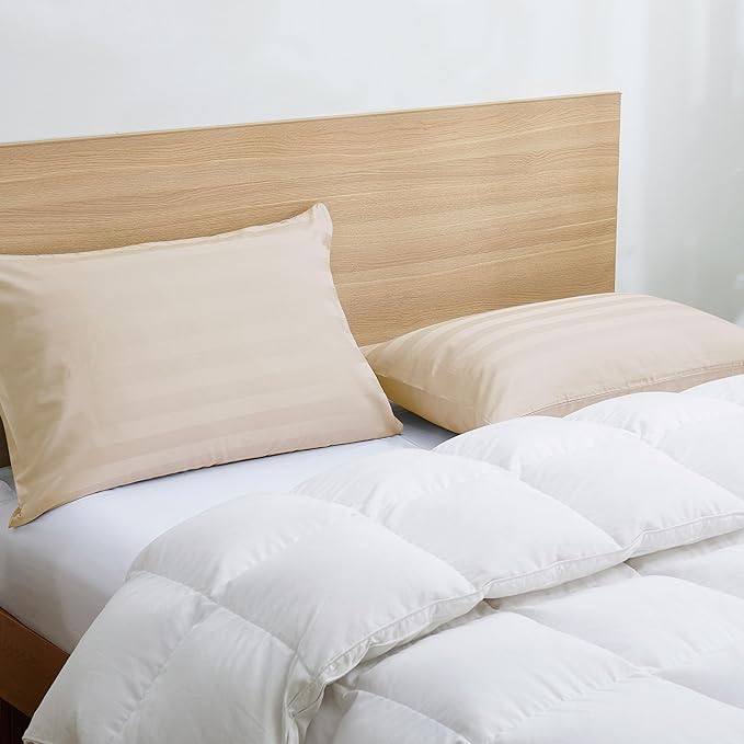 100% Cotton Classic Pillow Protectors with Invisible Zipper, 600 Thread Count Sateen Weave Soft and Breathable Pillow Cases, Protect Pillows from Dirt, Dust and Debris (King, 20"x36", Set of 2)