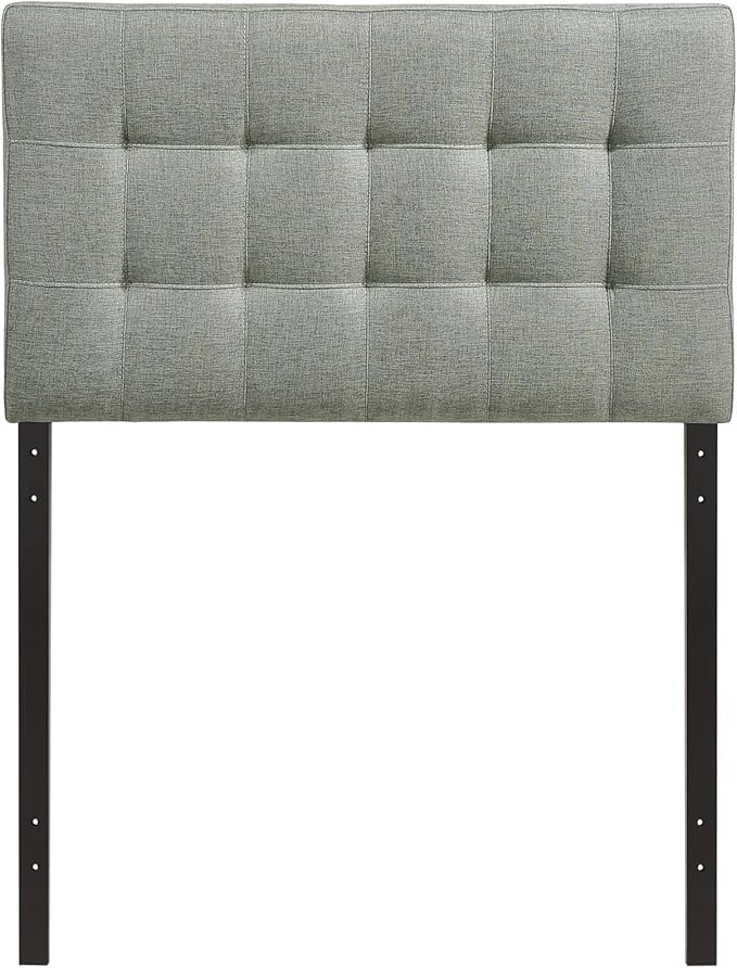 Modway Lily Tufted Linen Fabric Upholstered Twin Headboard in Gray