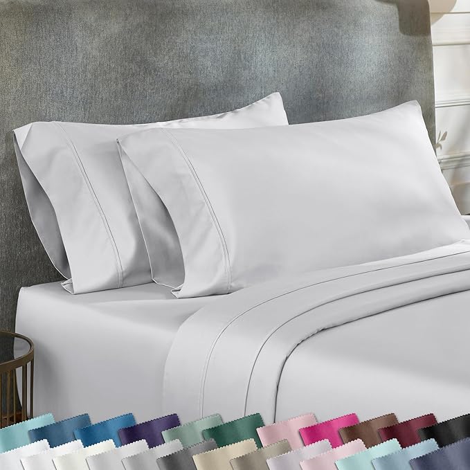 California Design Den King Pillow Cases Set of 2 Cotton - 400 Thread Count Sateen, Natural 100% Cotton King Pillowcases, Soft, Roomy and Breathable - Silver