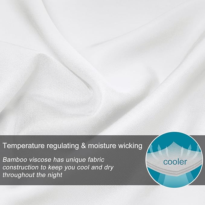 BEDELITE Standard Pillow Cases Set of 2, Rayon Derived from Bamboo, Cooling Pillow Cases for Hot Sleepers & Night Sweats, Breathable Silky Soft Envelope Pillowcases(White, 20"x26")