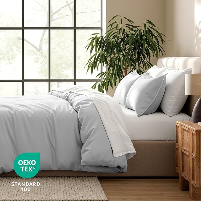 Bare Home Bedding Duvet Cover Extra Long Size - Premium 1800 Super Soft Collection - Lightweight, Cooling - Soft Breathable Bedding Duvet Cover (Twin/Twin XL, Cloud Grey)