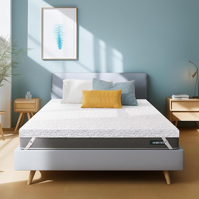 Subrtex Mattress Topper Cover King Size 3 Inch (Only Cover) Mattress Topper Protector Bedding Removable Encasement with Zipper Closure