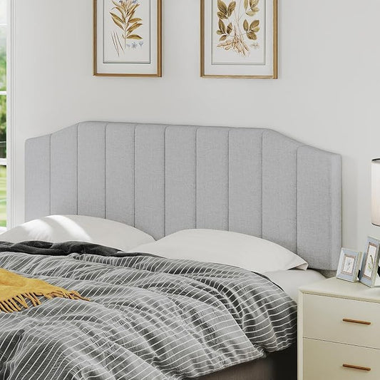 Furpopup King Size Headboard Only, Linen Upholstered Headboard King/California King Size Wall Mount and Bed Frame Mount, Featuring High-Density Sponge Padding Easy Assembly Comfort Style-Linen Gray