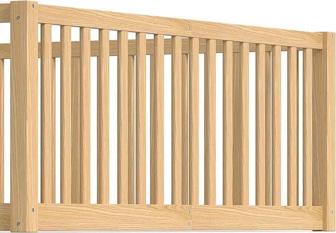 Bellemave Queen Size Montessori Floor Bed with 23.5" High Rails, Pine,Plywood Queen Floor Bed with Small Door, Natural