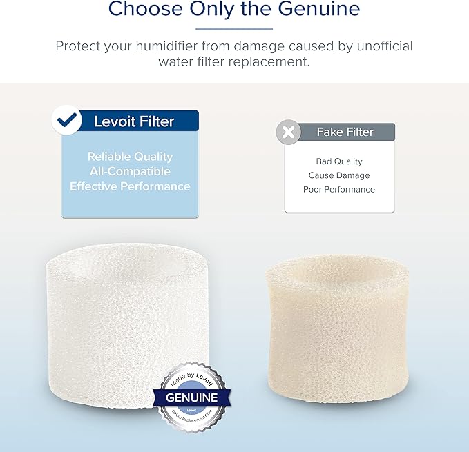 LEVOIT 10-Pack Top Fill Humidifier Replacement Filters, Capture Particles to Improve Humidification Efficiency, for Classic160, Dual150, Dual200S, Classic300(S), LV600S, OasisMist450S, Superior6000S