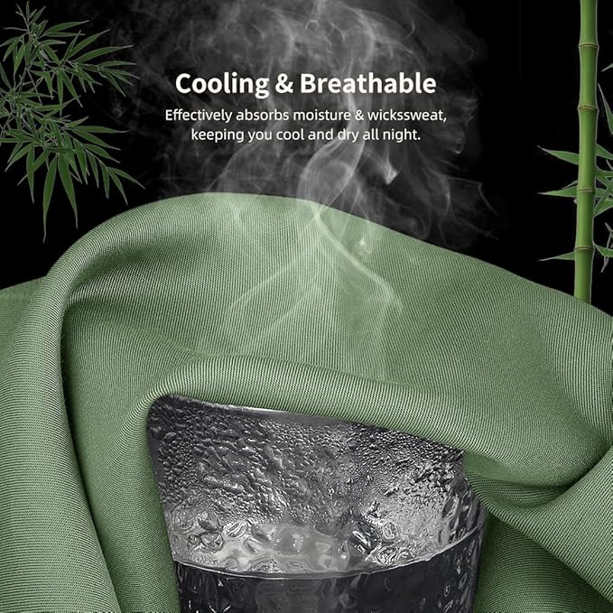 Body Pillowcase, Cooling Viscose from Bamboo Pillow Cover with Zipper Closure, Soft Moisture-Wicking for Hot Sleepers, Hair and Skin-Friendly, Green, 1 Pack
