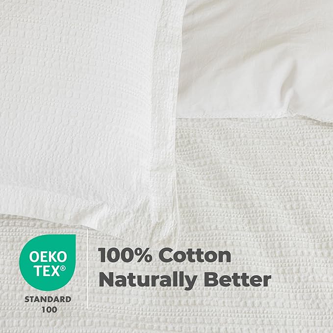 Dreamology Twin Waffle Duvet Cover, Twin Duvet Cover Set,100% Cotton Waffle Weave Duvet Covers with Zipper Closure, Soft & Breathable Duvet Cover Set,Bedding Set Twin 2 Pieces (Cloud White)