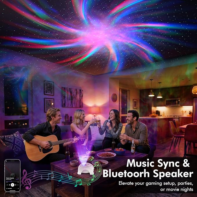 Rossetta Dual Lens Galaxy Projector, Star Projector for Bedroom with White Noise & Bluetooth Speaker, Remote, Timer, Aurora & Nebula Night Light for Party, Home Decor, Gifts for Kids Adults Teens