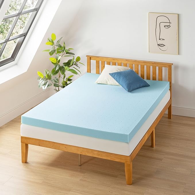 Best Price Mattress 4 Inch Ventilated Memory Foam Mattress Topper, Cooling Gel Infusion, CertiPUR-US Certified, Dorm Essentials, Full