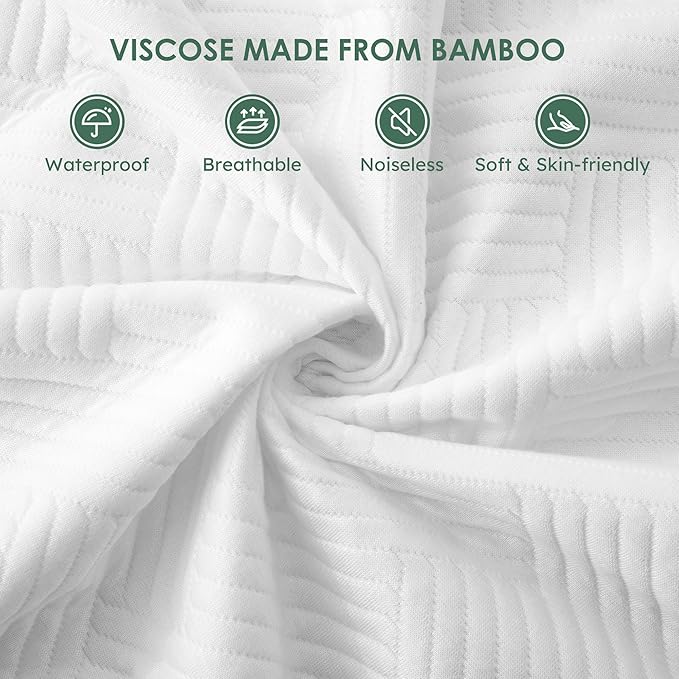 Cozymaker King Size 100% Waterproof Mattress Protector, Mattress Pad Cover Fitted 8"-21" Deep Pocket, 3D Air Fabric Soft Breathable Cooling Bed Cover Noiseless Washable, White-Fence