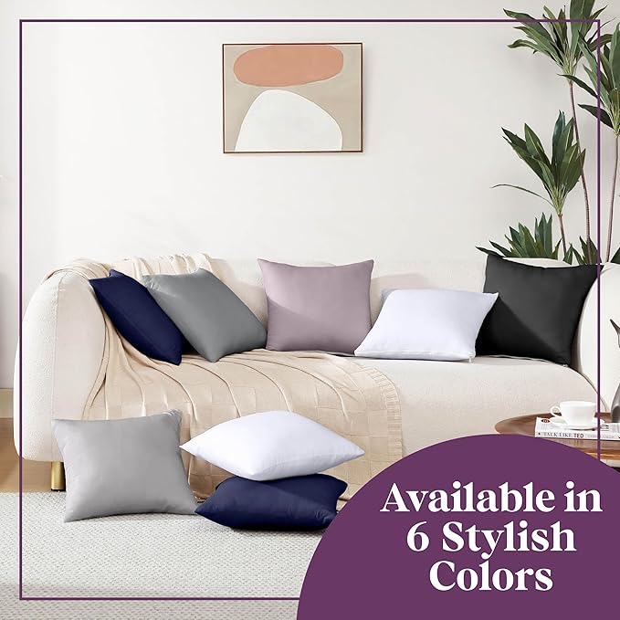 CIRCLESHOME Throw Pillow Protectors - 100% Cotton Breathable Pillowcases - 20 X 20 Square Pillowcases - Protects Pillows from Dirt, Dust and Debris (Square Pillow Protectors - 2 Pack- 20x20)