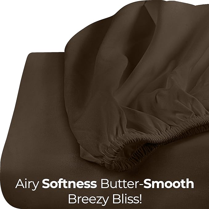 Utopia Bedding King Fitted Sheet - Bottom Sheet - Deep Pocket - Soft Microfiber - Shrinkage and Fade Resistant - Easy Care -1 Fitted Sheet Only (Brown)