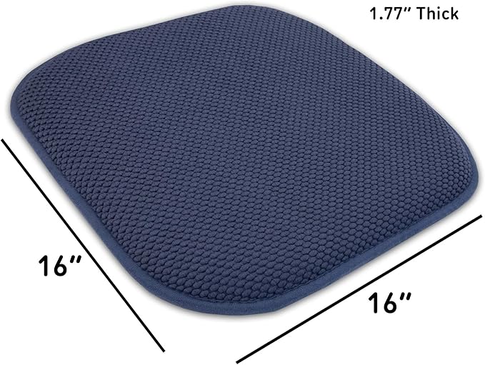 Sweet Home Collection Cushion Memory Foam Chair Pads Honeycomb Nonslip Back Seat Cover 16" x 16" 6 Pack Navy Blue