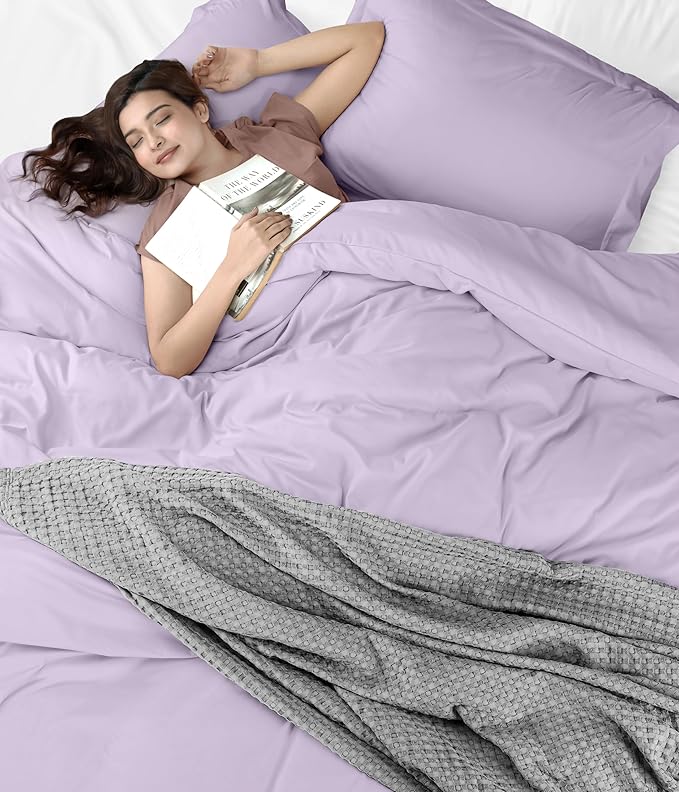 Utopia Bedding Duvet Cover King Size - 3 Piece with Zipper Closure - 1 Comforter Cover 104X90 Inches & 2 Pillow Shams 20X36 Inches (Lavender) Comforter Not Included