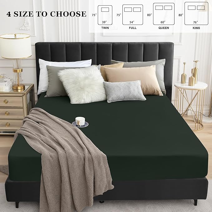 Sufdari King Size Mattress Protector,Waterproof Mattress Protector,Fitted Sheet Style Mattress Cover with 18" Deep Pocket,Washable and Comfortable-Green,King