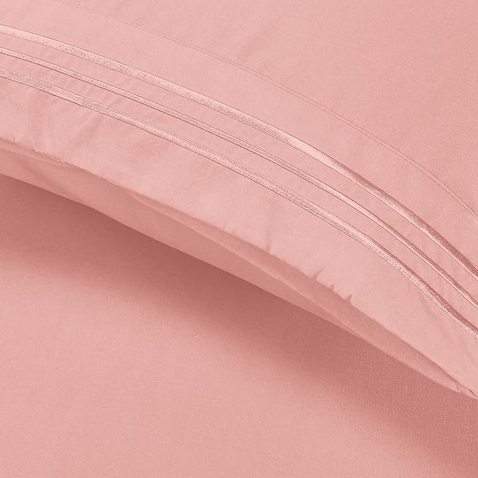 Elegant Comfort Luxury Ultra-Soft 2-Piece Pillowcase Set - 1500 Premium Hotel Quality Microfiber Double Brushed - Wrinkle Resistant, Standard/Queen, Dusty Rose