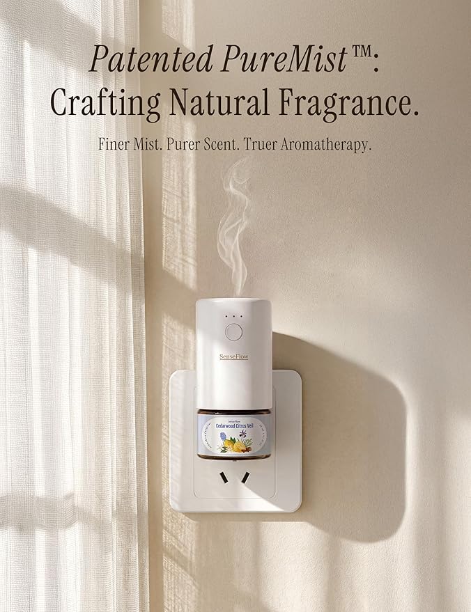 SF101S Pro Smart Plug in Air Freshener for Home, Waterless Essential Oil Diffuser, Aromatherapy Home Diffuser, 120-Day Natural Aroma Mist – Free 30ml White Tea (Espresso Brown)
