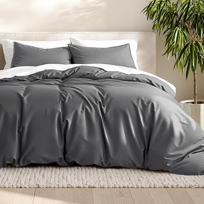 Bare Home Bedding Duvet Cover Oversized King Size - Premium 1800 Super Soft Collection - Lightweight, Duvet Cover - Soft Textured Bedding (Oversized King, Grey)