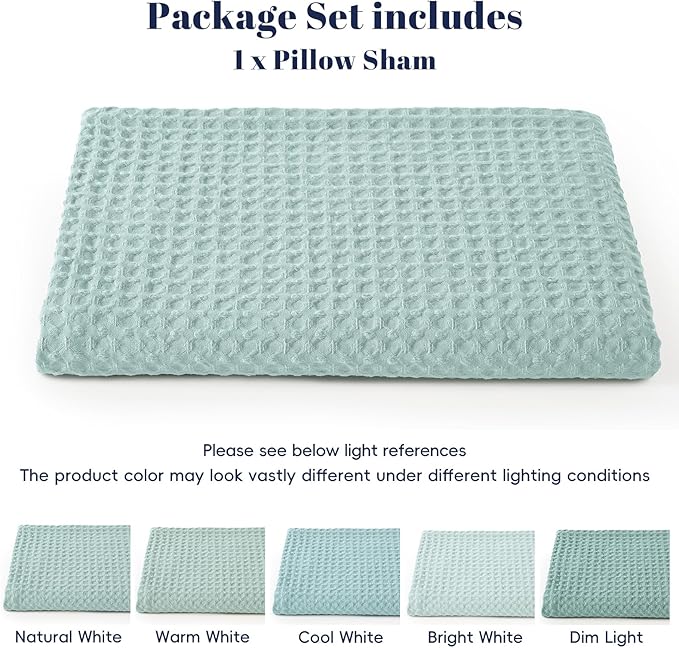 PHF Ultra Soft Waffle Weave Body Pillowcase 20" x 54", No Insert, Breathable & Skin-Friendly Body Pillow Sham with Zipper, Decorative Waffle Weave Pillow Cover, Aqua
