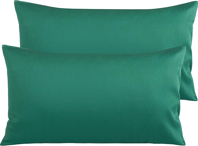 NTBAY Egyptian Cotton King Pillowcases - Set of 2, 500 Thread Count Cotton Pillowcases - Soft and Breathable Envelope Closure Pillow Cases - 20x36 Pillow Covers for Bed, Dark Green