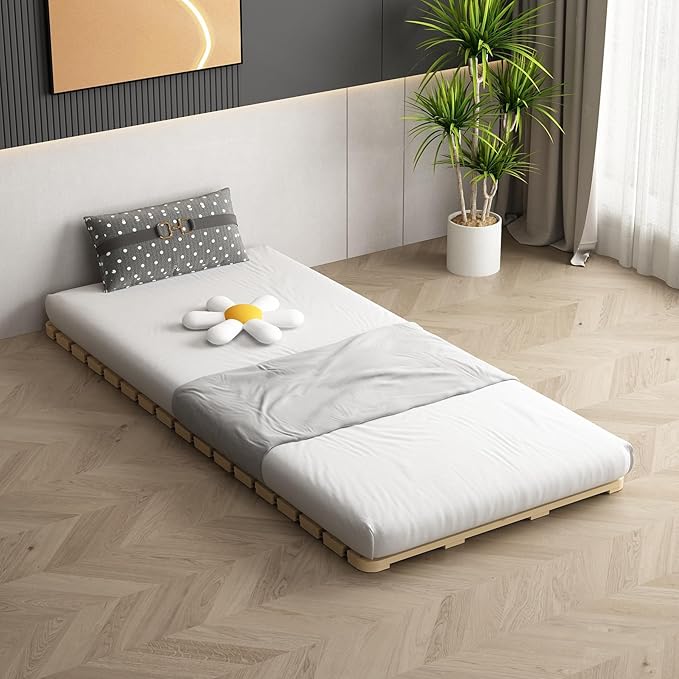 Breathable Moisture-Proof Bed Plate, Guest Tatami Mat,Wood Roll-Type Slatted Bed Japanese Floor Futon Mattress, Floor Sleep Bedding (Twin)