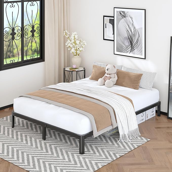 Lutown-Teen 10 Inch King Bed Frame with Rounded Corner Legs, 2000 LBS Heavy Duty Metal King Size Platform Bed Frame No Box Spring Needed, Noise Free, Easy Assembly, Black