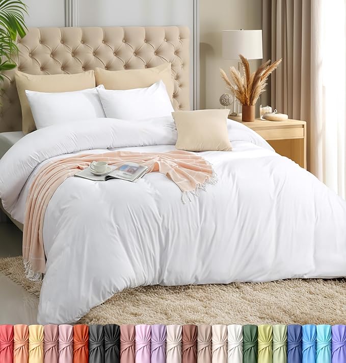 Utopia Bedding Duvet Cover Set with Pillowcases - 1 Duvet Cover with 2 Pillowcases - 20 X 36-3 Pieces Bedding Duvet Cover with Zipper Closure - Soft Brushed Microfiber (King, White)