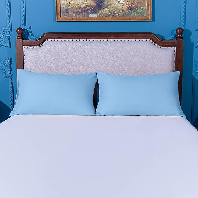 NTBAY Standard Pillowcase Set - 2 Pack Brushed Microfiber 20x26 Pillowcases - Soft, Wrinkle-Free, Fade-Resistant, Stain-Resistant, Sky Blue Pillowcases with Envelope Closure - 20x26 Inches, Sky Blue