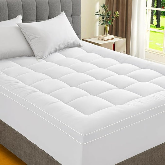 2 Inch Mattress Topper Queen Size Pillow Top - Extra Thick Padded Mattress Pad & Protector, Breathable Fitted Deep Pocket 8-21, Ultra Soft & Supportive 1100GMS