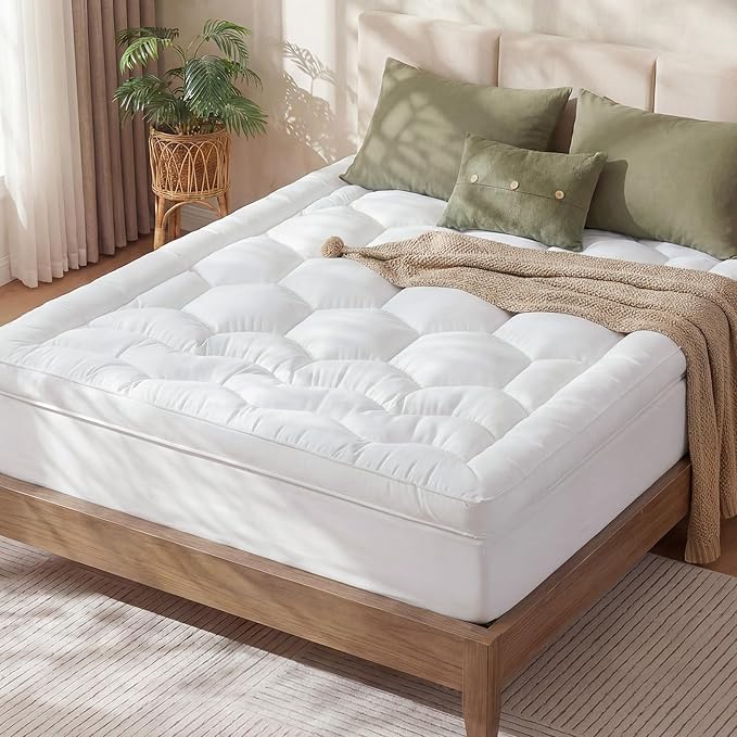 Queen Size Mattress Topper, 3 Inch Hybrid Filling for Balanced Sleep, Extra Thick Mattress Topper with Breathable Cover, Universal Fit for Bedrooms, Guest Rooms & RVs