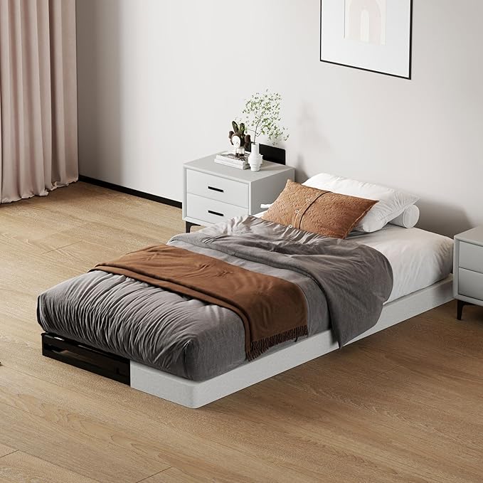 SHOANED Twin Size Box Springs - 5 Inch Low Profile Mattress Foundation No Noise Heavy Duty Metal Basics Bed Base with Clean Fabric Cover, Easy Assembly