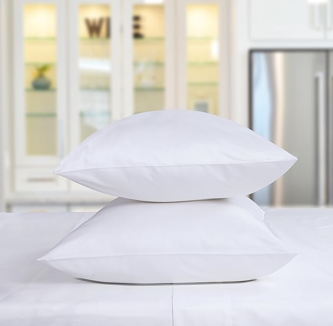 Threadmill Pillow Cases Standard Size | 1200 Thread Count 100% Supima Cotton Pillow Covers, Luxury Smooth Solid Sateen | Hotel White