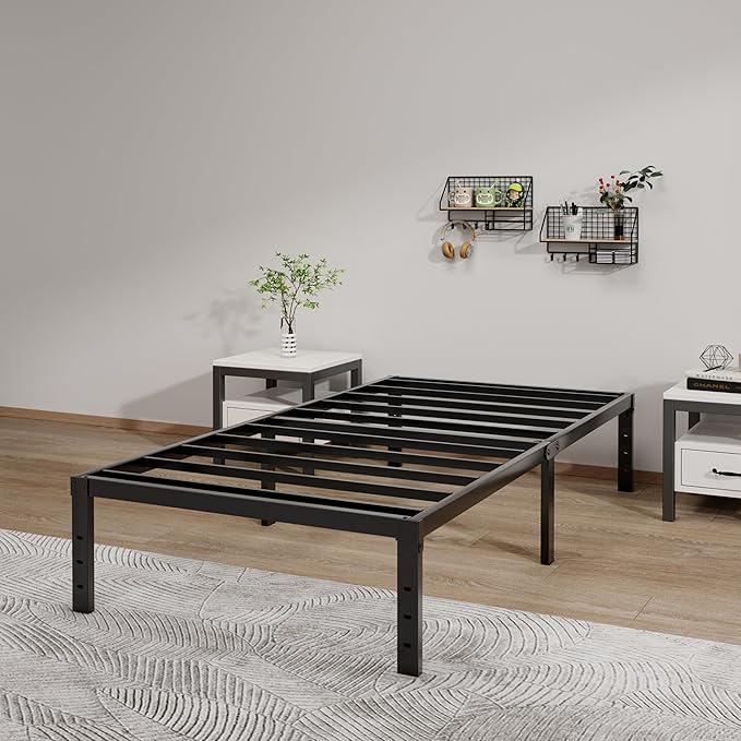 LUMUNANCE Metal Bed Frame Twin XL Size - 14 Inch Heavy-Duty Twin XL Platform Bed Frame No Box Spring Needed, Easy Assembly, Noise-Free, Sturdy Mattress Foundation, Underbed Storage Space