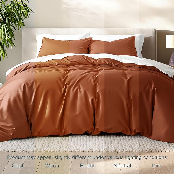 Bare Home Bedding Duvet Cover Extra Long Size - Premium 1800 Super Soft Collection - Lightweight, Cooling - Soft Breathable Bedding Duvet Cover (Twin/Twin XL, Terracotta)