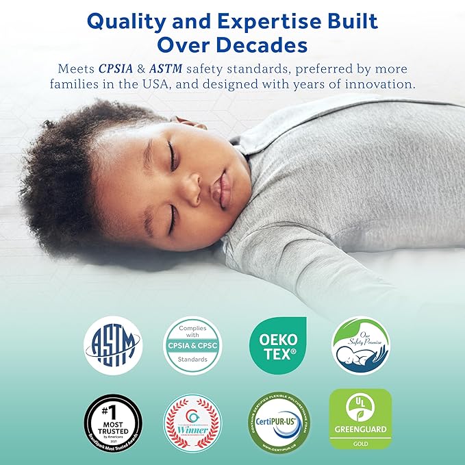Sealy Baby Butterfly Antibacterial 2 Stage Waterproof Crib Mattress Plus Toddler Bed Fit, Ultra Firm Orthopedic Foam, GREENGUARD Gold Certified, Safety & Quality Tested, Made in USA, 52"X28"