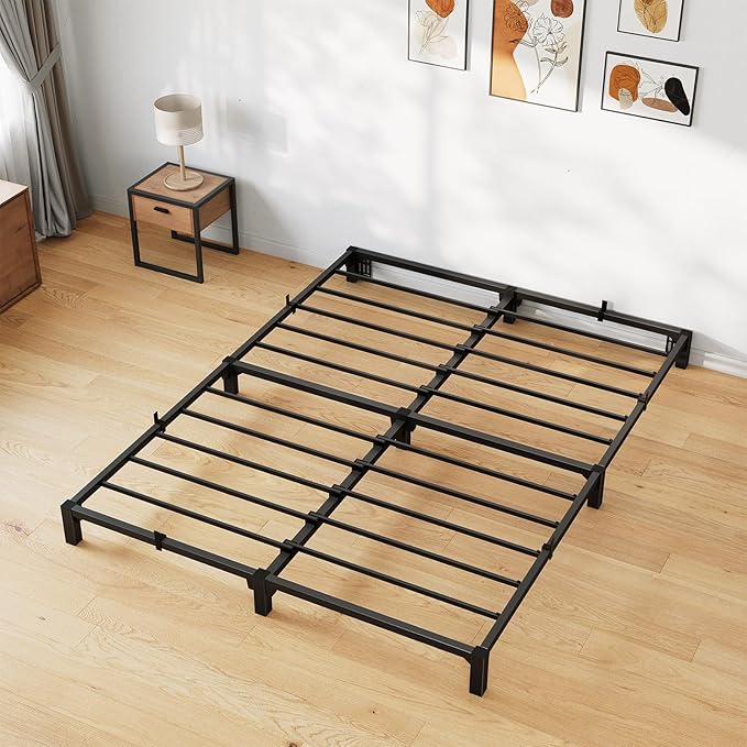 GarveeHome 6 in Queen Bed Frame, Heavy Duty Metal Platform Bed Frame with Durable Iron Slat Support and Legs, No Box Spring Required, No Screws Needed, Support Up to 800 LBS