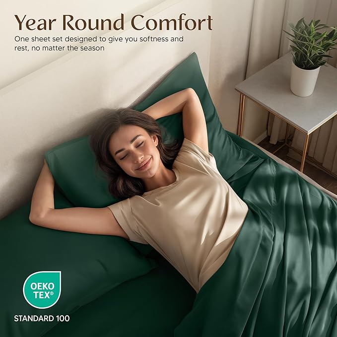 Utopia Bedding Queen Size Sheet Set – 4 Piece Bed Sheets, Soft and Breathable Microfiber, Includes 1 Fitted Sheet, 1 Flat Sheet and 2 Pillowcases – Oeko Tex (Emerald Green)
