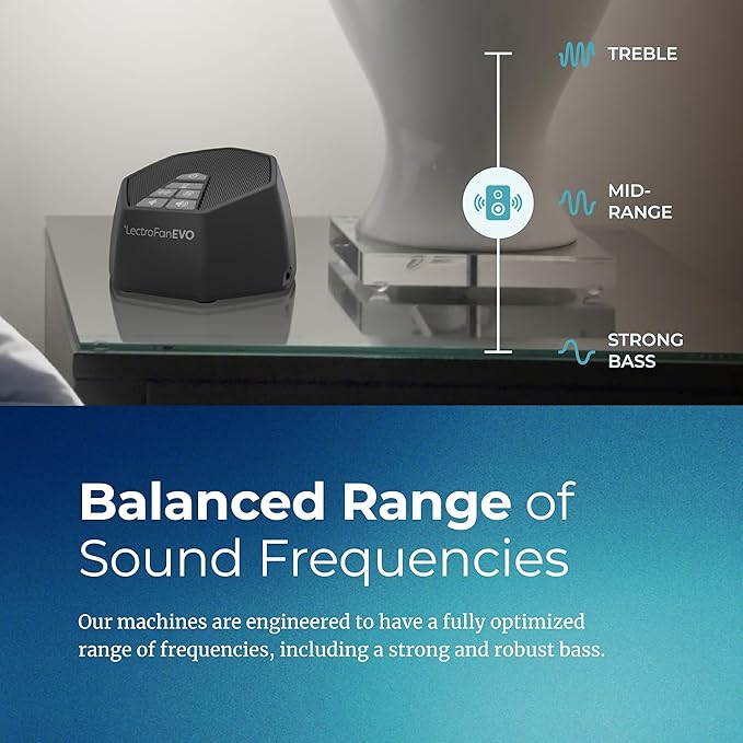 Adaptive Sound Technologies LectroFan EVO - Non-Looping Sound Machine for Sleep - Soothing Noise - Convenient Sleep Timer - Lightweight Build - USB-Powered - Charcoal
